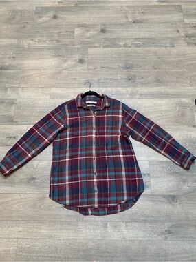 Woman’s Woolrich 100% Organic Cotton Oxbow Bend Button Down Plaid Shirt